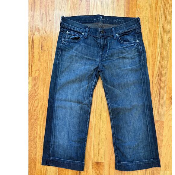 7 FOR ALL MANKIND crop dojo jeans size 27 dark wash cotton - Picture 1 of 10